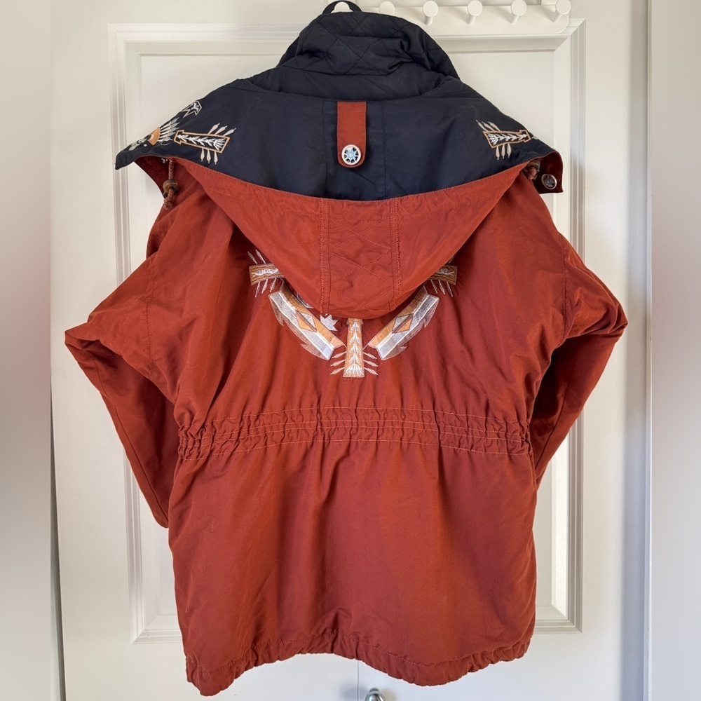 Vintage Bogner Germany Embroidered Western Ski Jacket Rust Orange - Picture 4 of 17